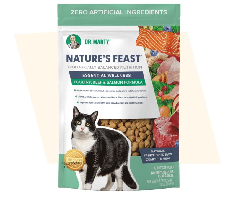 Dr. Marty's Freeze-Dried Nature's Feast Formula For Cats 5.5oz-Beef, Salmon, & Poultry