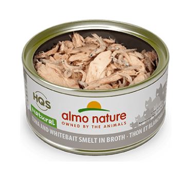 Almo Nature HQS Natural Wet Food 2.47oz-Tuna & Whitebait Smelt in broth