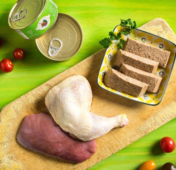 Fromm Cat Pate Chicken and Duck Recipe savory ingredients next to can