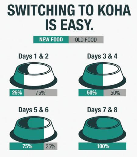 Koha Greek Island Slow Cooked Stew slow transition chart for new pup feeding