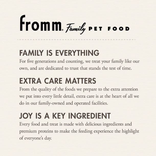 Fromm Oven-Baked Salmon and Sweet Potato Dog Treats Fromm Family motto.