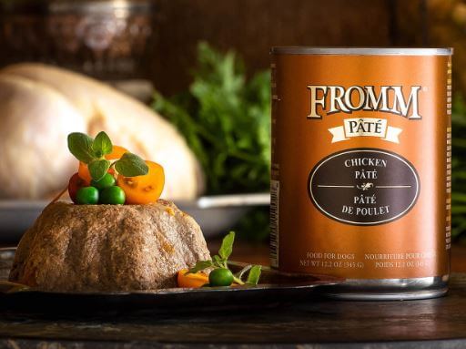 Fromm Chicken Pate Recipe can next to savory ingredients