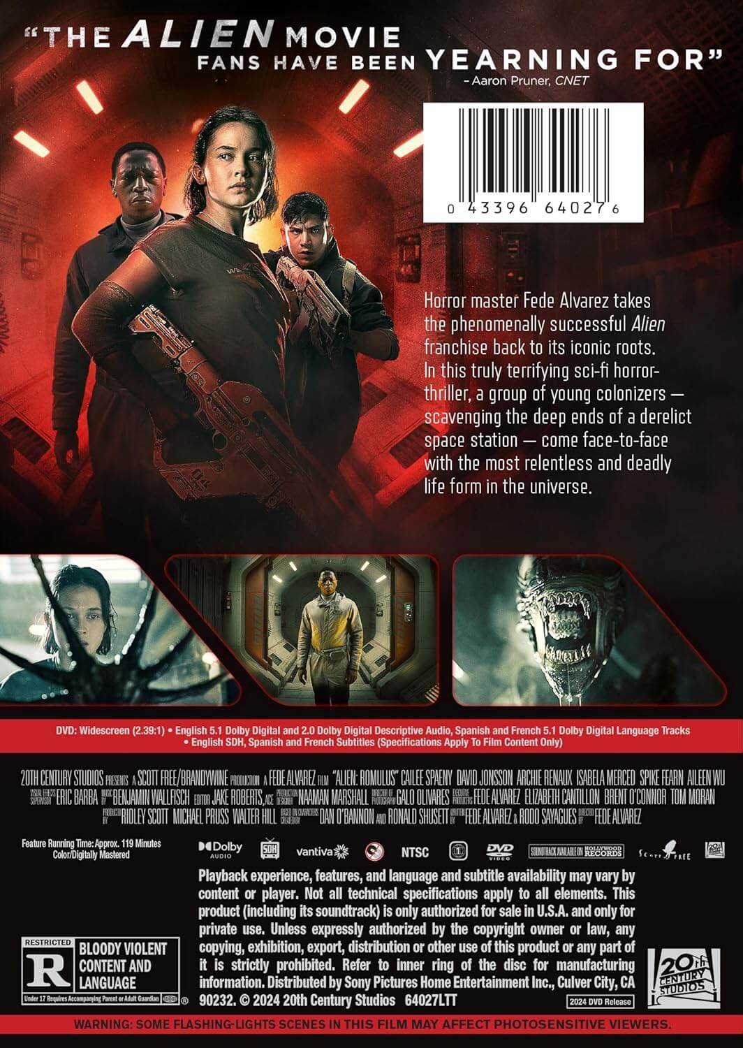 Back Cover - ALIEN: ROMULUS (2024)/SPAENY/JONSSON/RENAUX@R@DVD