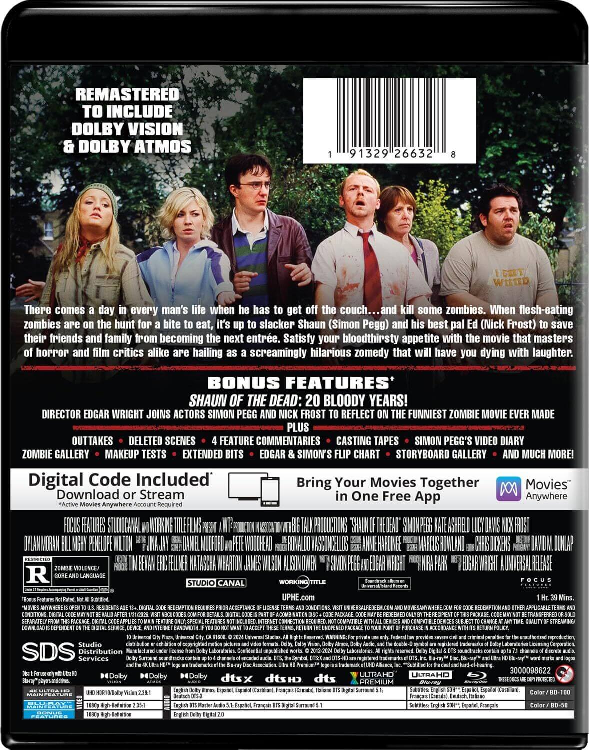 Back Cover - SHAUN OF THE DEAD (2004) (20TH ANNIVERSARY)/PEGG/FROST/ASHFIELD@R@4K ULTRA HD + BLU-RAY